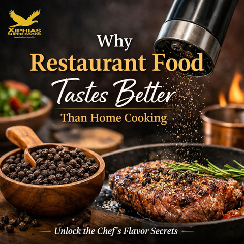 freshly ground bold black pepper used to enhance restaurant style cooking