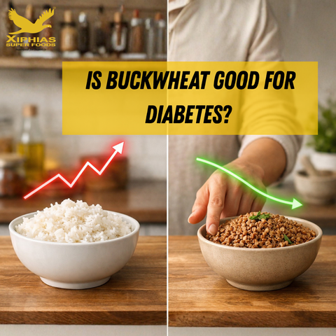 Buckwheat as a low glycemic food showing stable blood sugar levels for diabetes-friendly diet