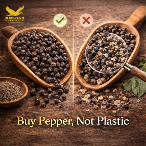 spot detection analysis highlighting visual differences between adulterated and pure black pepper.