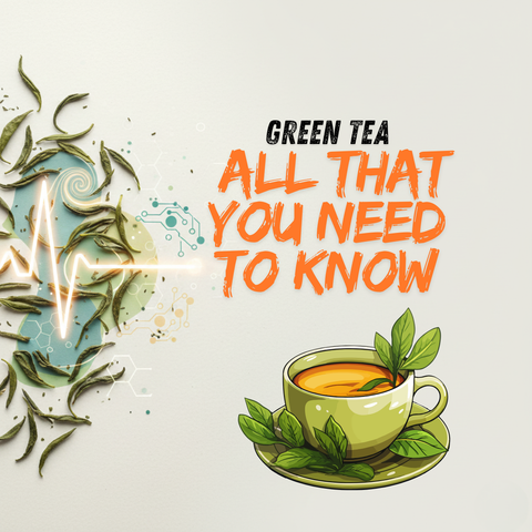 Green tea benefits – a cup of green tea with fresh leaves rich in antioxidants, boosting metabolism, immunity, and overall wellness.