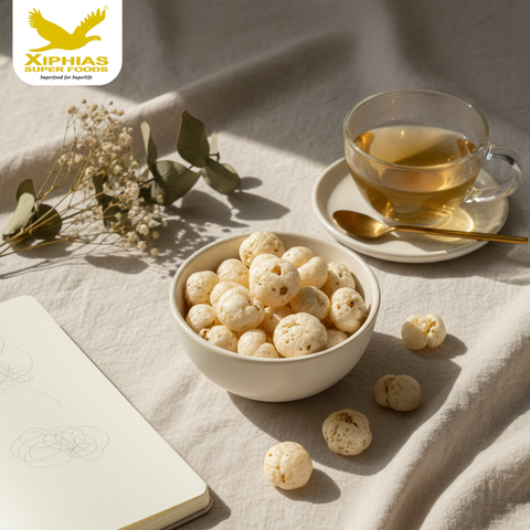 Premium Makhana from XIPHIAS superfoods on the table