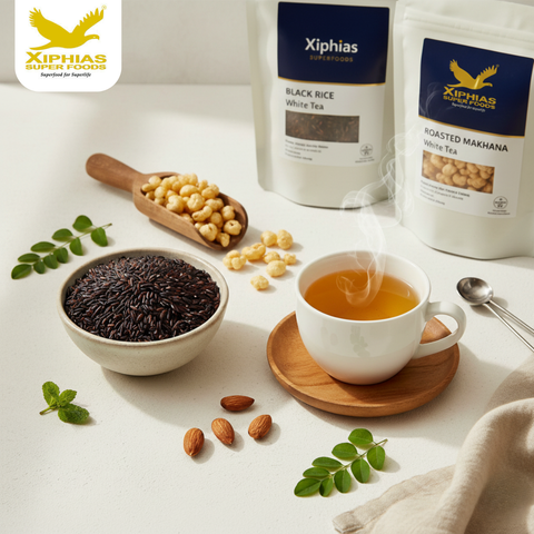 Black rice, white tea, makhana, and almonds – smart superfood swaps for balanced blood sugar and weight management