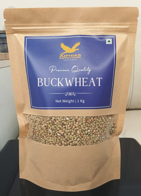 Xiphias Superfoods Buckwheat front view gluten-free, nutrient-rich superfood grain.